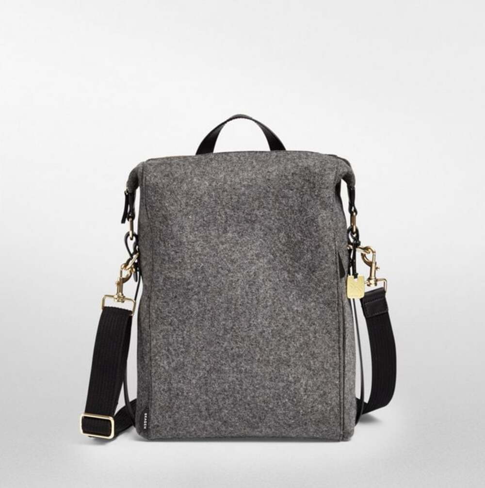 Skagen Kroyer Grey Felt and Leather Convertible Backpack Messenger Bag